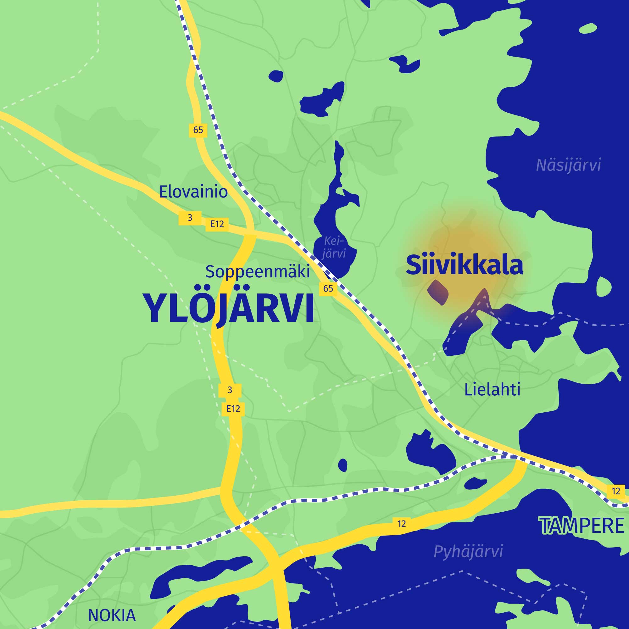 Siivikkalan sijainti Ylöjärven kartalla.
