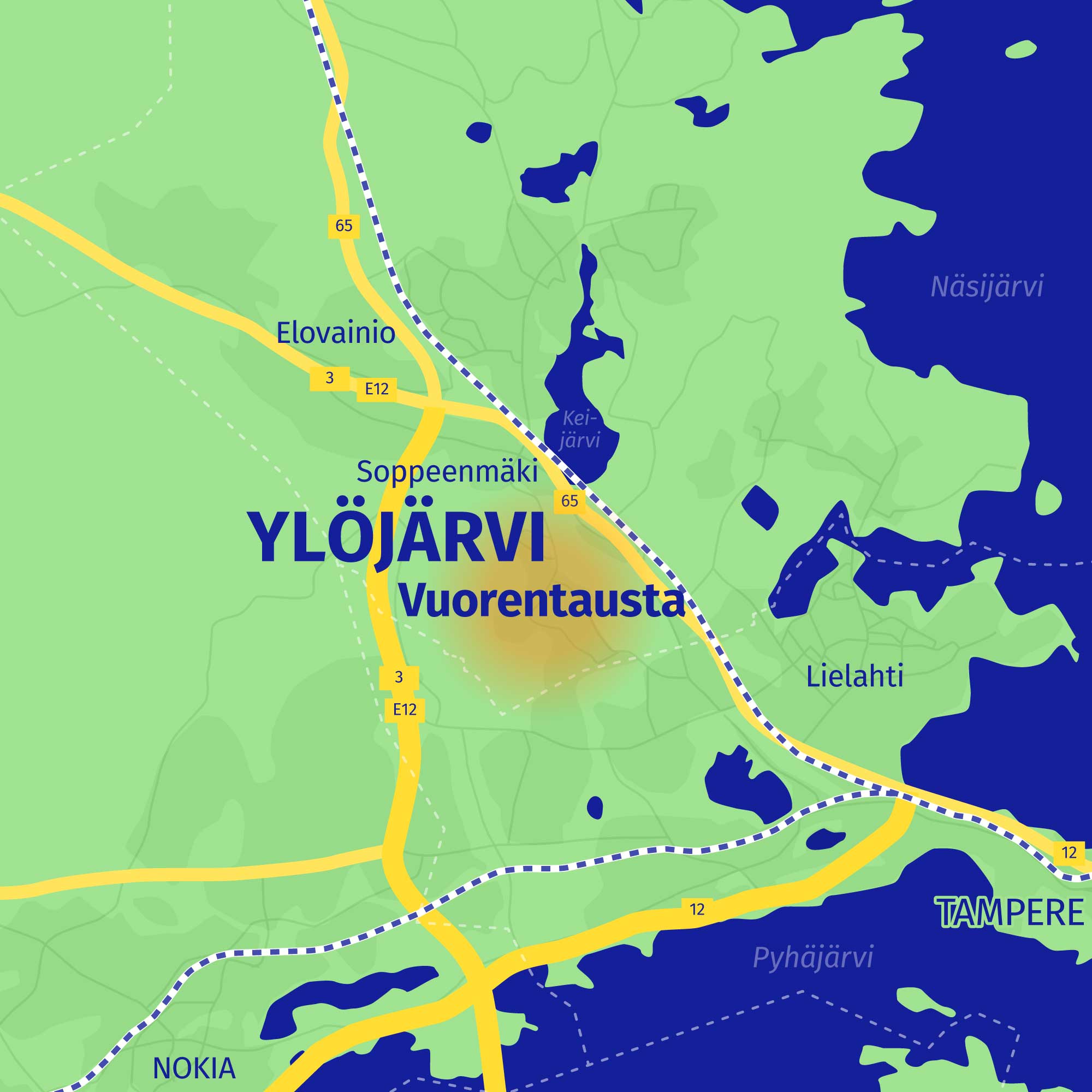 Vuorentaustan sijainti Ylöjärven kartalla.
